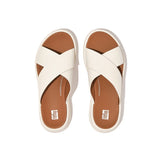 Fitflop Sandals Fitflop Womens F-Mode Leather Flatform Cross Slides- Cream