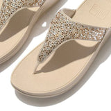 FitFlop Thong Sandals FitFlop Women's Lulu Crystal Mix Metallic Flip Flops- Platino