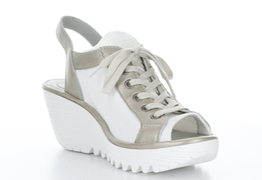 Fly London Summer Sandals 37 Fly London YEDU158FLY Sling Back Laced Sandal - Silver/White