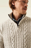Garcia Apparel & Accessories Zippered Pullover Cable Sweater - Oatmeal