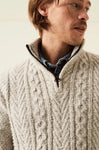 Garcia Apparel & Accessories Zippered Pullover Cable Sweater - Oatmeal