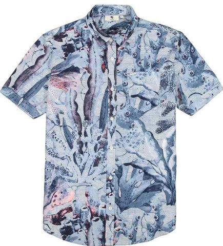 Garcia Men's wear Large Abstract Button Down Short Sleeve Shirt - Multi