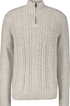 Garcia Men's wear Large Zippered Pullover Cable Sweater - Oatmeal