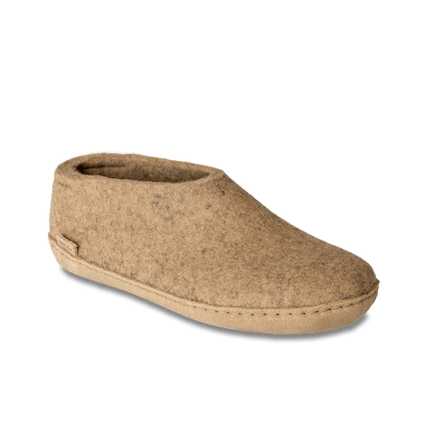 Glerups Slippers - Closed Heel 36 EU / Beige / M Glerups Unisex Shoe Slippers (Leather Sole) - Sand