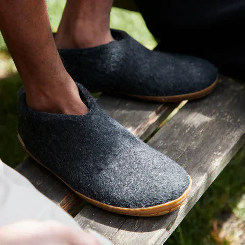 Glerups Slippers - Closed Heel Glerups Rubber Sole Shoe Slippers- Charcoal