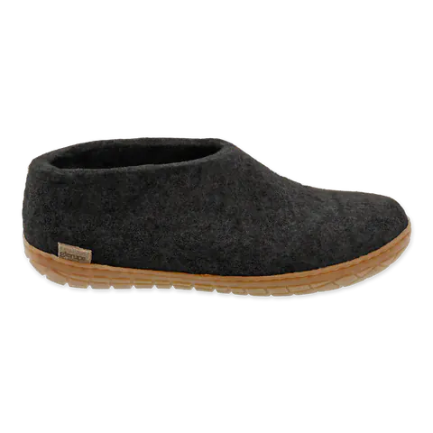 Glerups Slippers - Closed Heel Glerups Rubber Sole Shoe Slippers- Charcoal