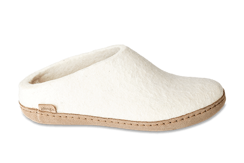 Glerups Slippers - Open Heel 35 EU / D (Medium) / White Glerups Unisex Open Heel Slippers (Leather Sole) - White