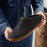 Glerups Slippers - Open Heel Glerups Rubber Sole Open Heel Slippers- Charcoal