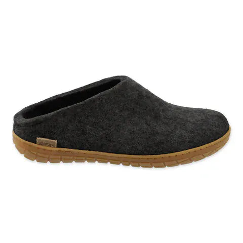 Glerups Slippers - Open Heel Glerups Rubber Sole Open Heel Slippers- Charcoal