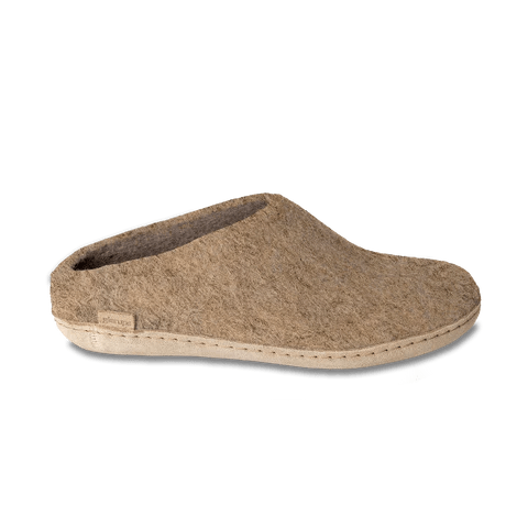 Glerups Slippers - Open Heel Glerups Unisex Open Heel Slippers (Leather Sole) - Sand