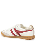 Gola Lifestyle Sneakers Gola Women's Torpedo Leather Lifestyle Sneakers- Off White/ Deep Red/ Gold
