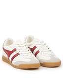 Gola Lifestyle Sneakers Gola Women's Torpedo Leather Lifestyle Sneakers- Off White/ Deep Red/ Gold