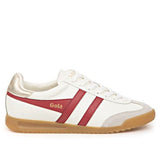 Gola Lifestyle Sneakers Medium / White/ Red / 6 US Gola Women's Torpedo Leather Lifestyle Sneakers- Off White/ Deep Red/ Gold
