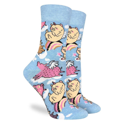 Good Luck Sock Socks Blue / US L5-L9 Good Luck Sock  Womens Sock - Flying Pigs