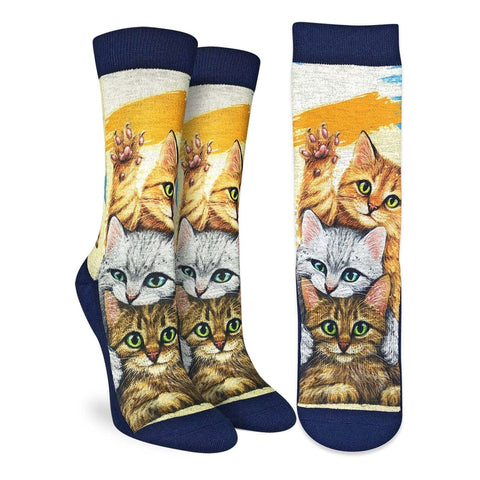 Good Luck Sock Socks Brown / US L5-L9 Good Luck Sock Active Fit Womens Sock - Stack Of Cats