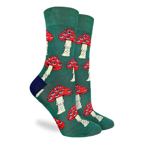 Good Luck Sock Socks Green / US L5-L9 Good Luck Sock  Womens Sock - Magic Mushrooms