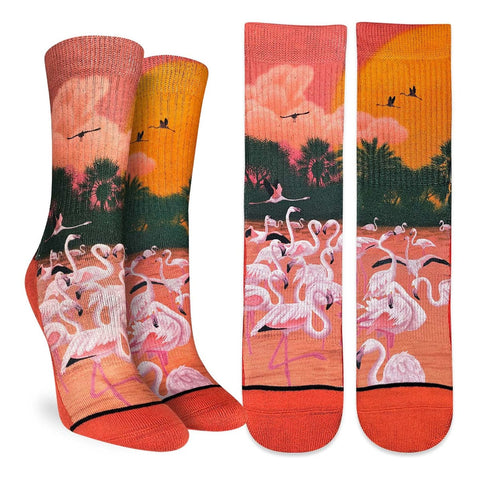 Good Luck Sock Socks Pink / US L5-L9 Good Luck Sock Active Fit Womens Sock - Flamingos In The Sunset
