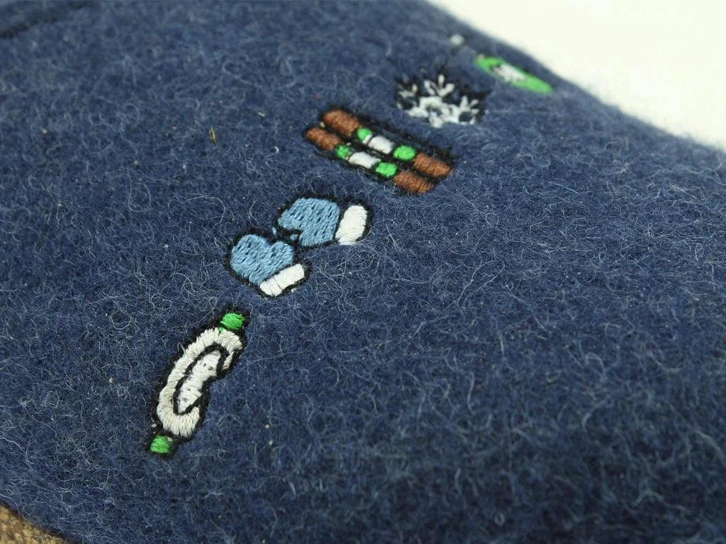 Haflinger Slippers - Open Heel Haflinger Unisex Grizzly Ski Slippers- Jeans