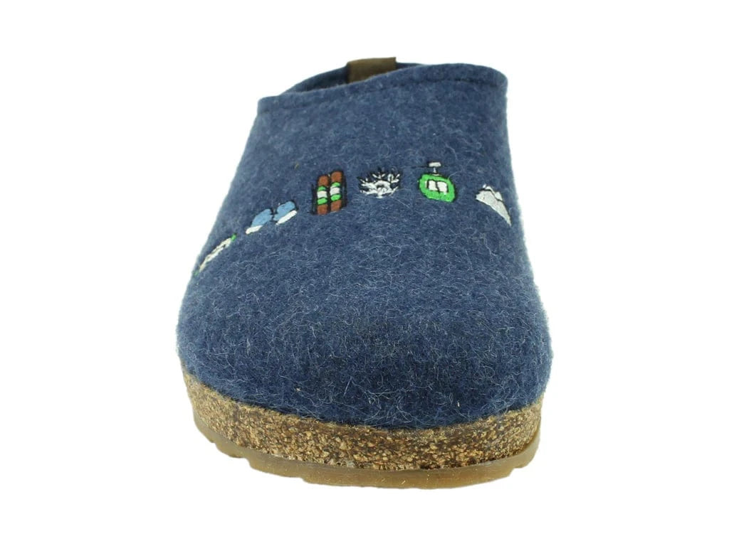 Haflinger Slippers - Open Heel Haflinger Unisex Grizzly Ski Slippers- Jeans