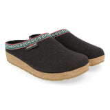 Haflinger Slippers - Open Heel Haflinger Unisex Grizzly Slippers GZ15- Black