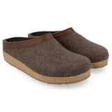Haflinger Slippers - Open Heel Haflinger Unisex Grizzly Slippers GZL42- Smokey Brown