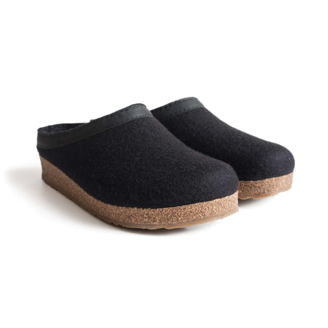Haflinger Slippers - Open Heel Haflinger Unisex Grizzly Slippers GZL44- Charcoal