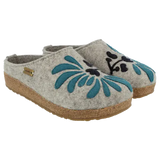 Haflinger Slippers - Open Heel Haflinger Women's Blooming Slippers- Silver Grey