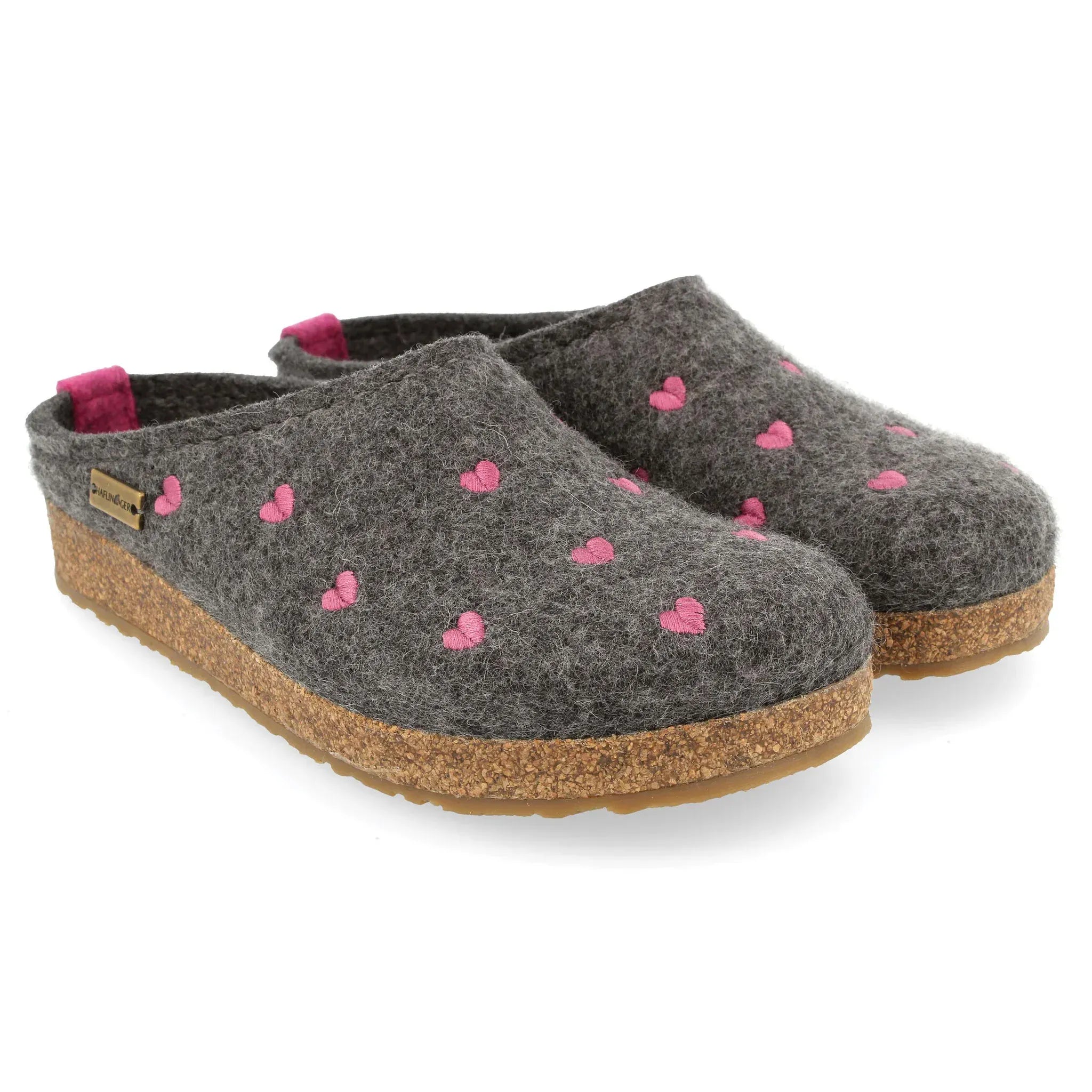 Haflinger Slippers - Open Heel Haflinger Women's Cuoricino Slippers- Grey