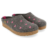 Haflinger Slippers - Open Heel Haflinger Women's Cuoricino Slippers- Grey