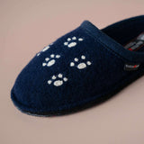 Haflinger Slippers - Open Heel Haflinger Women's Flair Fido Slippers- Navy