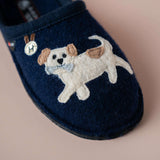 Haflinger Slippers - Open Heel Haflinger Women's Flair Fido Slippers- Navy