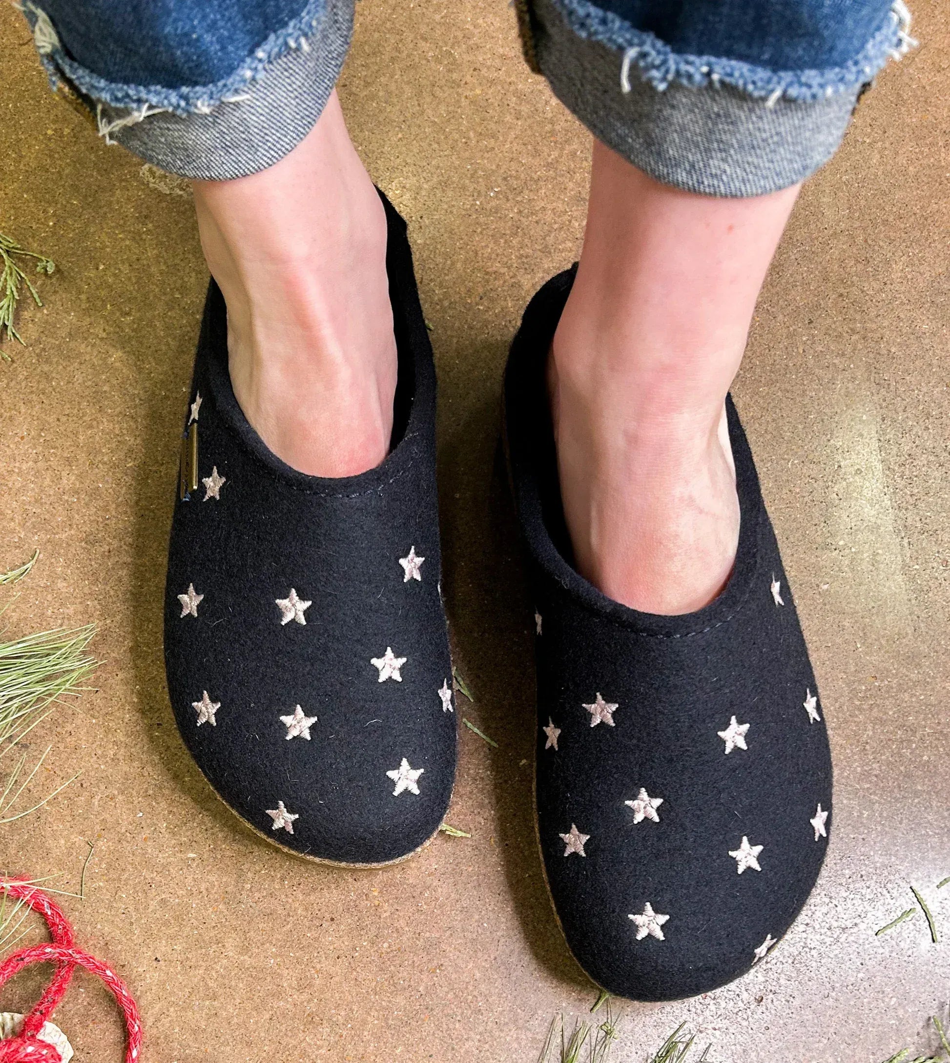 Haflinger Slippers - Open Heel Haflinger Women's Stelline Slippers- Navy
