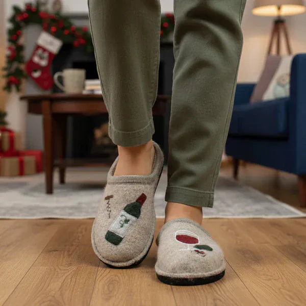 Haflinger Slippers - Open Heel Haflinger Women's Wine Time Slippers- Beige