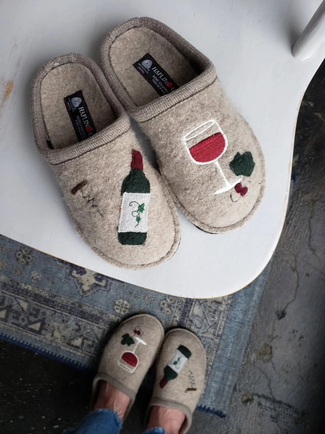 Haflinger Slippers - Open Heel Haflinger Women's Wine Time Slippers- Beige