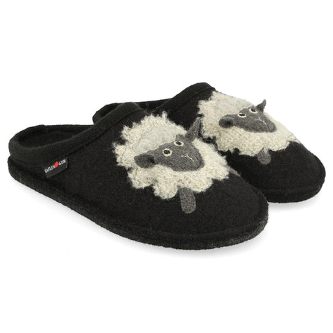 Haflinger Slippers - Open Heel Haflinger Womens Flair Lamby Slippers - Anthrazit