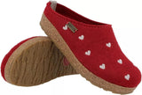 Haflinger Slippers - Open Heel Haflinger Womens Grizzly Cuoricino Slippers - Grey & Red