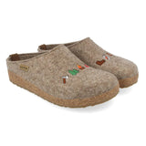 Haflinger Slippers - Open Heel Medium / Beige / 35 EU Haflinger Unisex Grizzly Wanderlust Slippers- Hiking Earth