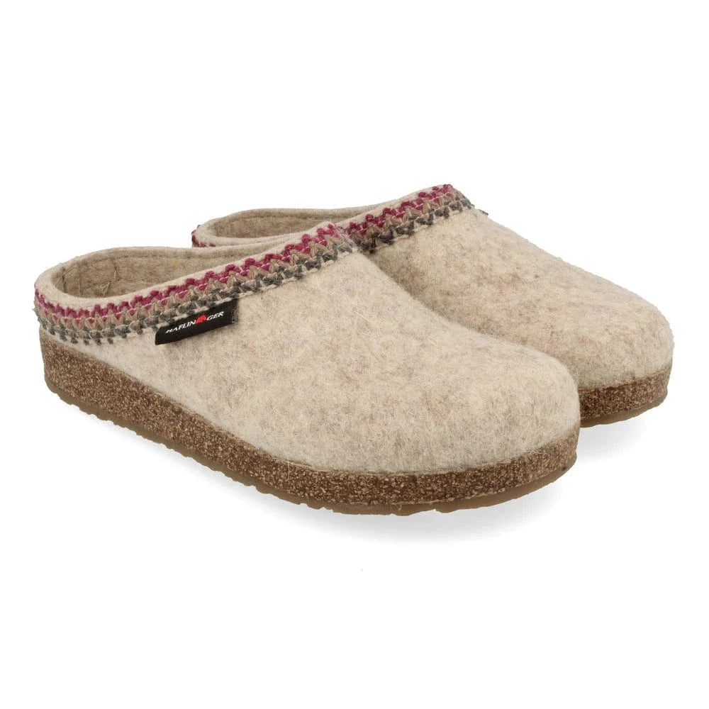 Haflinger Slippers - Open Heel Medium / Beige / 35 EU Haflinger Unisex Zig Zag Slippers- Natural