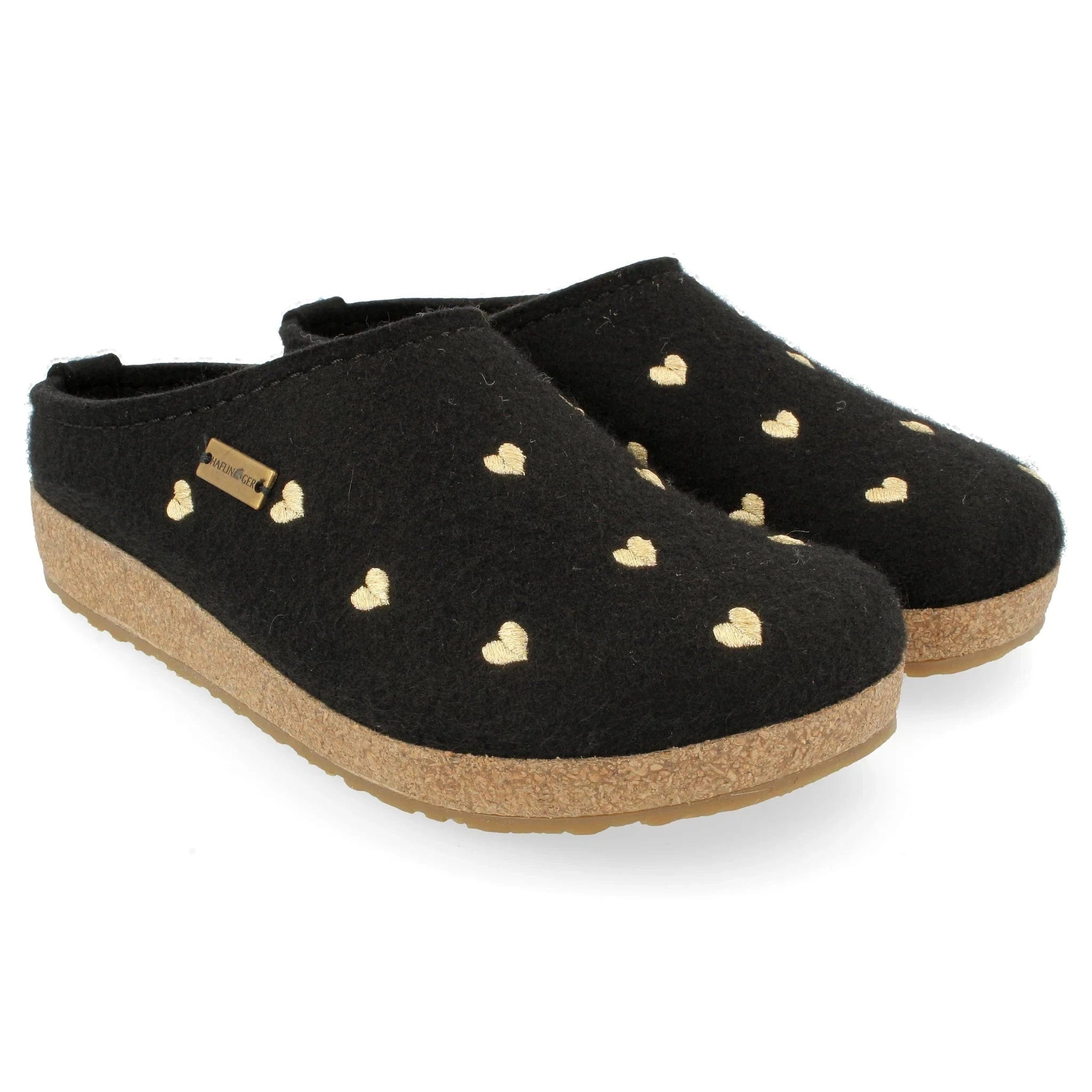 Haflinger Slippers - Open Heel Medium / Black / 35 EU Haflinger Women's Cuoricino Slippers- Black