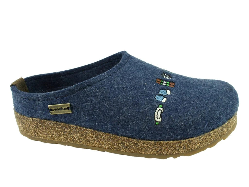Haflinger Slippers - Open Heel Medium / Navy / 35 EU Haflinger Unisex Grizzly Ski Slippers- Jeans