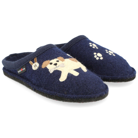 Haflinger Slippers - Open Heel Medium / Navy / 35 EU Haflinger Women's Flair  Slippers- Fido Navy