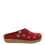 Haflinger Slippers - Open Heel Red / 35 EU / B (Medium) Haflinger Womens Grizzly Cuoricino Slippers - Grey & Red