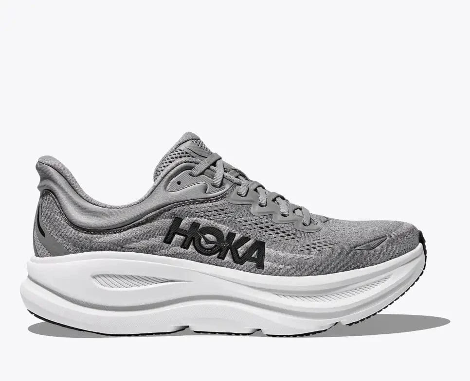 Hoka Running Shoes D (Medium) / Black/ White / 7 US Hoka Men's Bondi 9 Running Shoes- Galactic Grey/ Stellar Grey