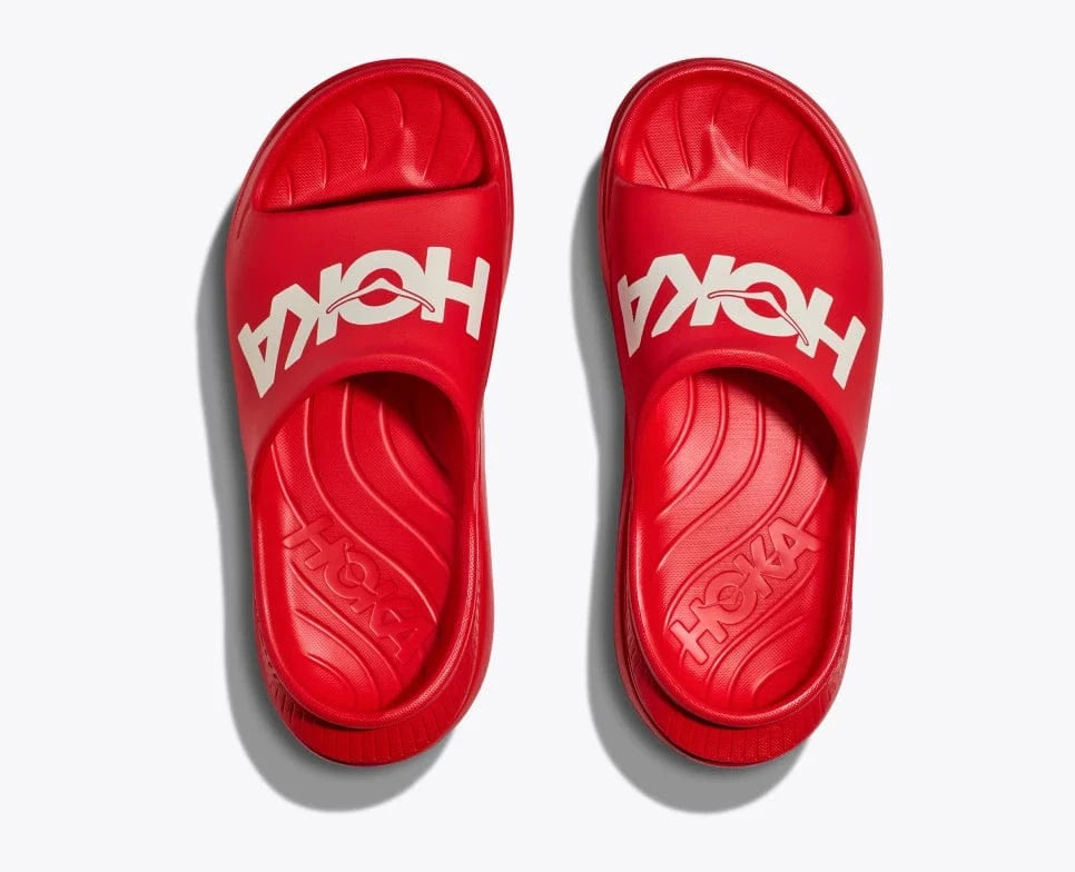 Hoka Slide Sandals Hoka Unisex Ora Athletic Slides- Vermillion/ White