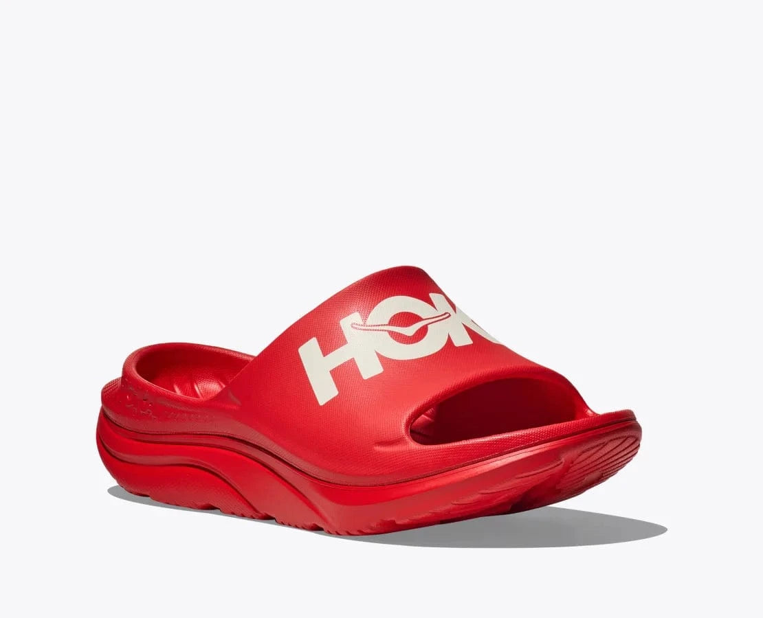 Hoka Slide Sandals Hoka Unisex Ora Athletic Slides- Vermillion/ White