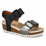 Josef Seibel Flat Sandals Medium / Black/ Silver / 38 EU Josef Seibel Women's Quinn 02 Wedge Heels- Basalt Kombi