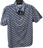 Losan Apparel & Accessories Medium Fish Poplin Short Sleeve Shirt - Navy/White