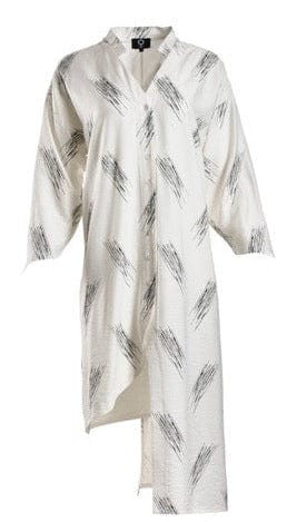 My Soul Apparel & Accessories Small Buttoned Tunic/Duster with Brushed Print - White/Black