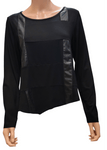 My Soul Apparel & Accessories Vegan Leather Insert Jersey Top - Black