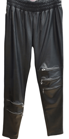 My Soul Apparel & Accessories Vegan Leatherette Zippered Pant - Black